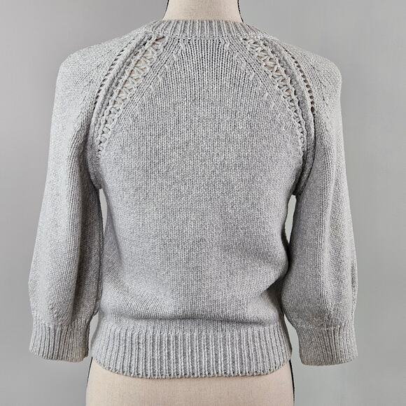 3.1 Phillip Lim Women's Gray Knit 3/4 Sleeve Sweater | Small | FLAWS - Picture 3 of 16